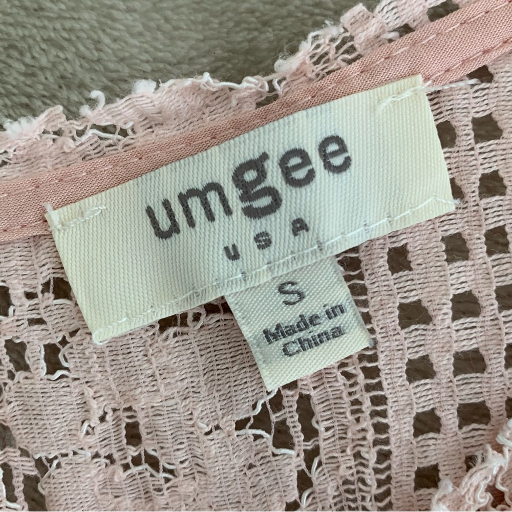 UMGEE Women’s Sleeveless Shift Dress Light Peach Delicate Rough Cut Lace Lined S - Picture 5 of 11